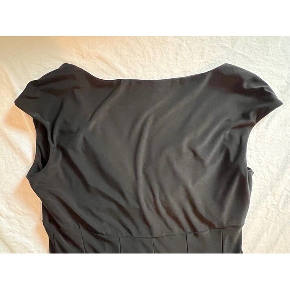 Lauren Ralph Lauren Womens Sheath Dress Black Surplice Neck Pleated Midi‎ LBD 10 - Picture 8 of 8